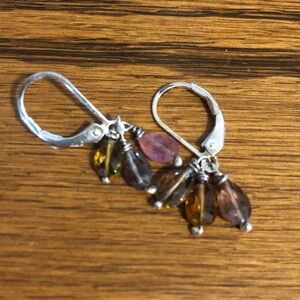 Artisan Silver and Multicolor Gem Earrings